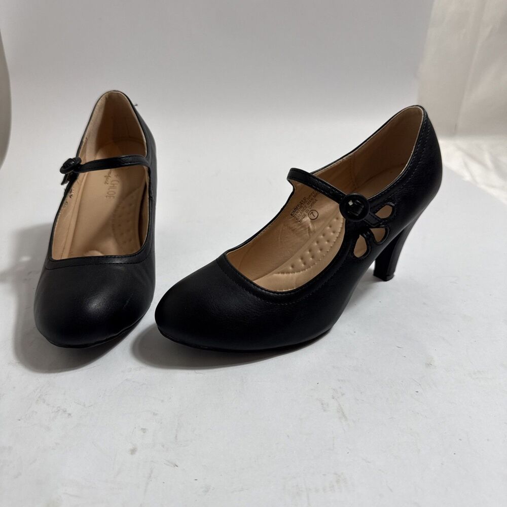 Chase & Chloe Kimmy Comfort Shoes Womens 7M Black Heels 21-C